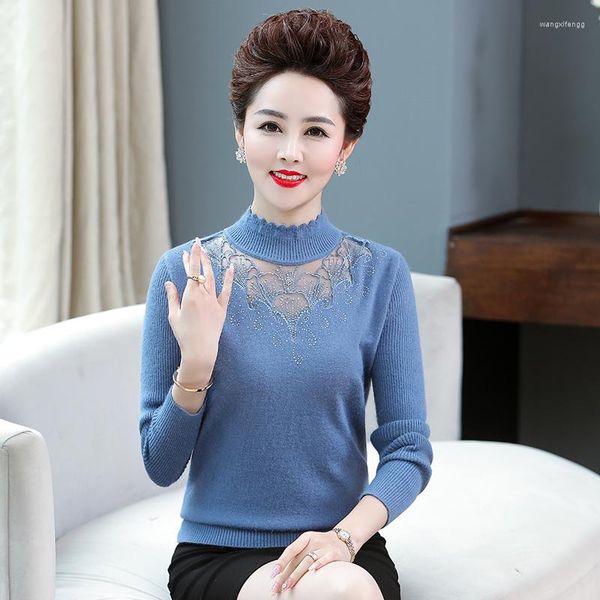 Женские свитера высокого качества элегантный осенний весенний блузенный свитер среднего возраста