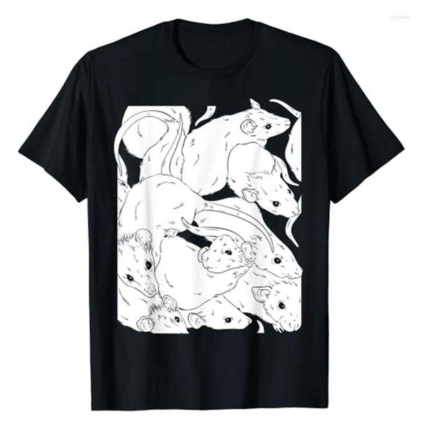 Herren T-Shirts Gruseliges süßes Rattenkönig T-Shirt I Halloween Hexenkostüm | Pastell Goth Rats Grafik T-Shirt Y2k Tops Geschenk Maus bedruckte Kleidung