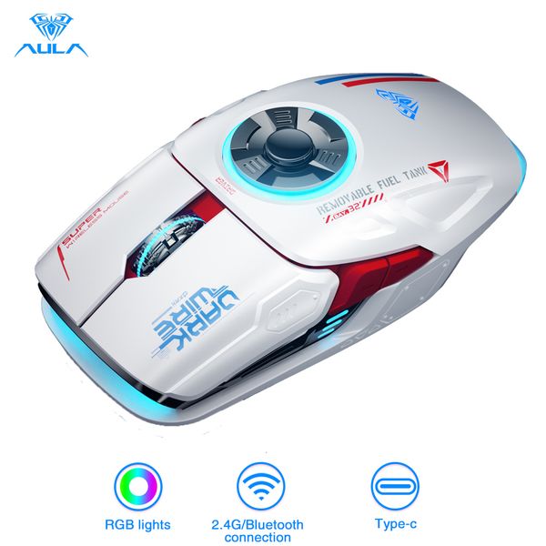 Mäuse AULA H530 ist eine kabellose Maus mit vier Modi, Dekomprimieren, Aufladen, Gyro, rotierendes Esports-Gaming, RGB 230808