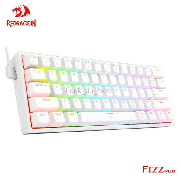 Fizz K617 REDRAGON RGB USB Mini teclado mecânico para jogos com fio interruptor vermelho 61 teclas para computador PC laptop cabo destacável HKD230808