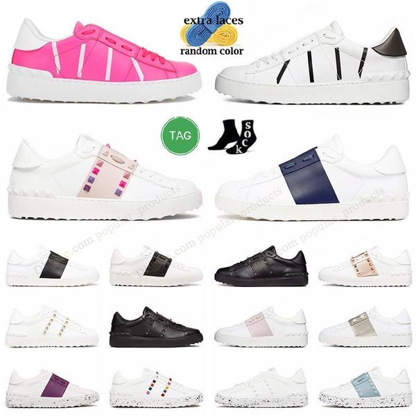 2023 sapato casual sapatos dos namorados tênis dos namorados preto branco marinho rosa azul dourado nude vermelho verde mocassins de couro masculino feminino famosos picos rebites treinadores