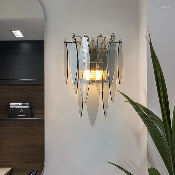 Настенная лампа yebmlp Современный декор легкий медный стеклянный стеклянный атмосфера