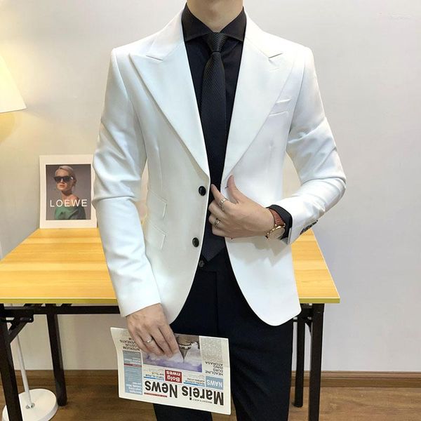 Abiti da uomo Giacca da uomo Gentiluomo di alta qualità Abito bianco casual sottile Marchi di grandi dimensioni Flusso aziendale di blazer di colore puro