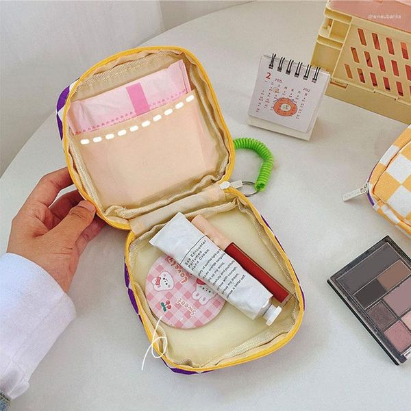 Sacos de cosméticos 1 pçs mini bolsa de cosméticos de maquiagem de algodão organizador de moedas guardanapo armazenamento feminino tampão lavagem batom