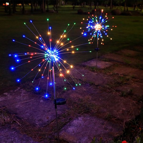 90LED 120LED 150LED Luzes Solares de Fogo de Artifício Colorido 8 Modos de Iluminação À Prova D' Água DIY Lâmpada Firefly para Caminho Festa de Natal Quintal