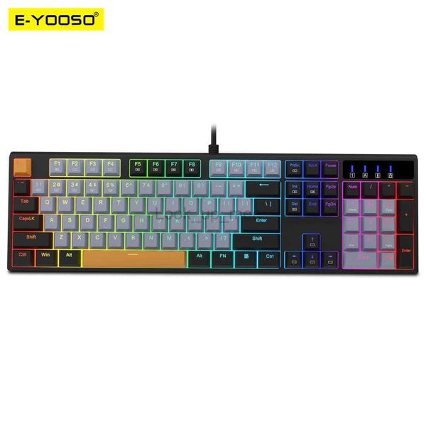 E-YOOSO Z14 RGB USB Teclado mecânico para jogos com fio Interruptor vermelho 104 teclas Russo Português do Brasil Gamer para computador portátil HKD230808