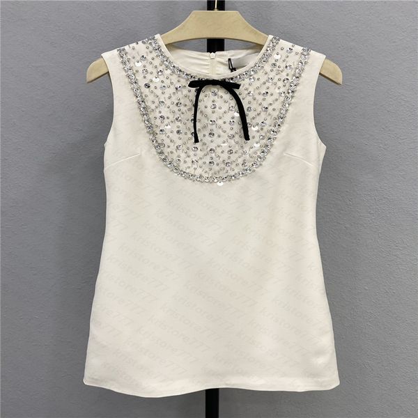 23 Summer Women Designer Dress Tee Shirts Dresses Com Lantejoulas Beading Girls Milan Runway Jersey Tank Top A-line Colete Camisole Dress High End Mini Designer Dresses