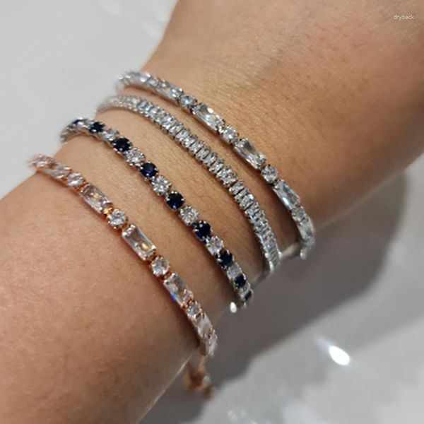 Link Bracelets KMY Tennis Bracelet For Women Geometry Handmade Zircon Rose Gold Color Ajustável Acessórios Joias