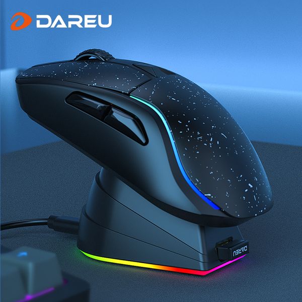 Mäuse DAREU PC Gaming Mouse Trimode Connect Bluetooth Wired 24G Wireless mit Ladestation KBS Buttons Mous für Laptop Gamer 230808