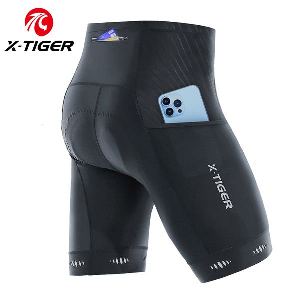 Calções de Ciclismo X-TIGER Calções de Ciclismo Masculino Coolmax 5D Bicicletas Acolchoadas Calças de Equitação à Prova de Choque MTB Calções de Bicicleta 230807