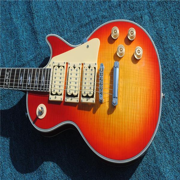 Custom Shop da mais alta qualidade Ace Frehley Signature 3 captadores Guitarra Elétrica Cherry Red Guitar 3013