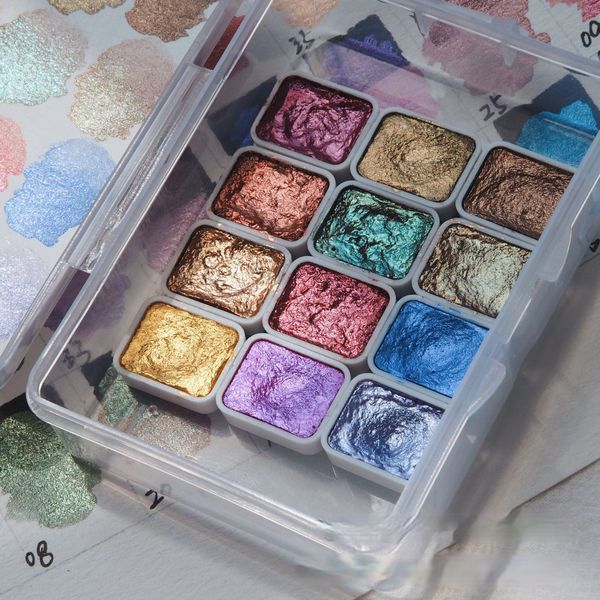 Tırnak parıltısı 6123236pcs katı pigment sanat dekoru suluboya manikür metalik boya çizmek krom toz çiçekleri tırnaklar seti 230808