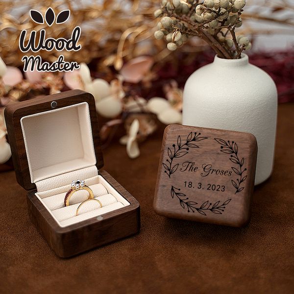 Jewelry Boxes Wooden Ring Box for Wedding Engagement Custom Proposal Engraved Bearer Anniversary Gifts Girlfriend 230808
