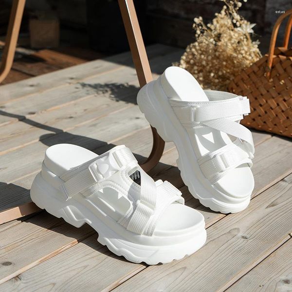 Sandals Fashion Platform Shoes Women Slippers каблуки каблуки рост увеличивает летняя пряжка с густым соположным пляжем zapatos mujer