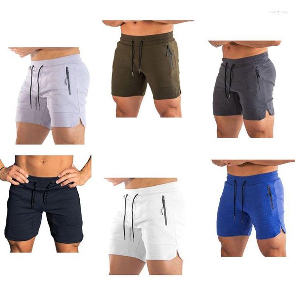 Shorts de corrida masculino treino de ginástica com cordão na cintura secagem rápida musculação calças de levantamento de peso fitness jogger com bolso