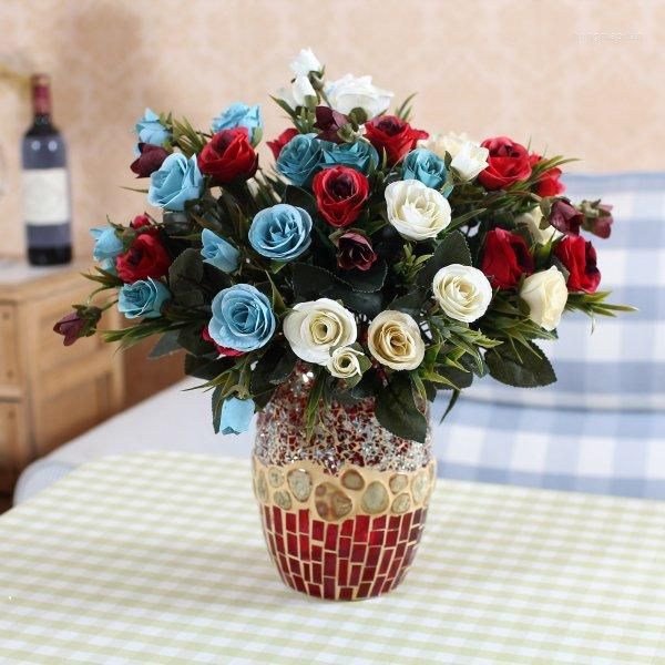 Dekoratif çiçekler 1 adet güzel sahte yapay çiçek ipek gülü düğün buket 3 renk mevcut f217