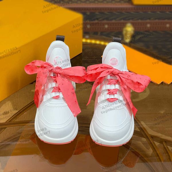 2023 Designer Luxury Shoes Pink Bowtie Scarpe con fondo spesso Fashion Design Pumps Boost Shoes Sneakers da donna Sneakers da donna all'aperto Scarpe Barbie