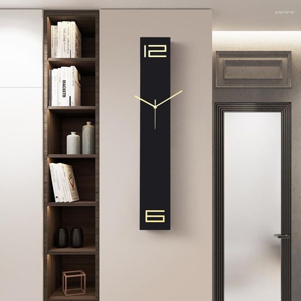 Orologi da parete Minimalista Sfondo Orologio Art Déco Moderno Elegante Soggiorno Unico Nero Lusso Elegante Saat Home Design