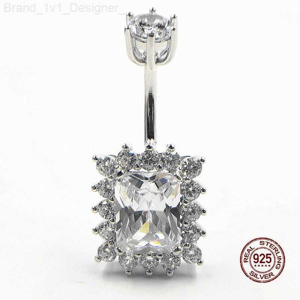 Big Square Zircon Oce Piercing 925 Sterling Silvery Pulsini anelli Donne sexy Piercing Ring Body Jewelry L230808