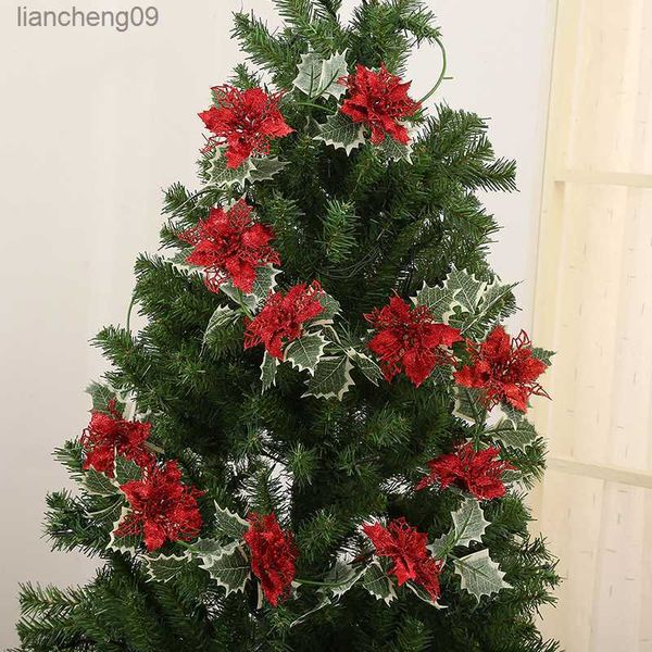 180CM Weihnachtsbaum Künstliche Blumen Ornamente Weihnachtsgirlande für Hochzeit Zuhause Raumdekoration Gartenbogen DIY Gefälschte Pflanzenrebe L230620