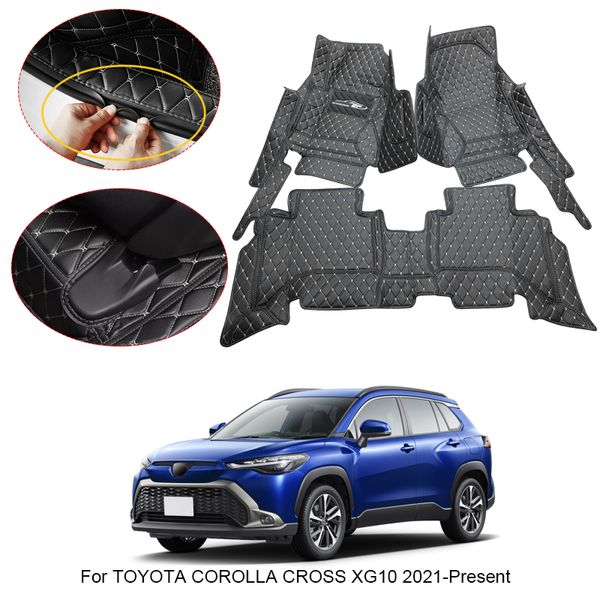 Tapete de carro 3D Full Surround para Toyota Corolla Cross XG10 2021-2025 forro almofada de pé tapete couro PU acessório à prova d'água