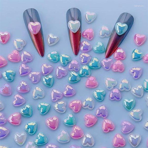Decorazioni per nail art 50 pezzi Fashion Mini Glitter Peach Heart Charms Kawaii Resin Love Decoration Manicure fai da te Accessori dal design classico