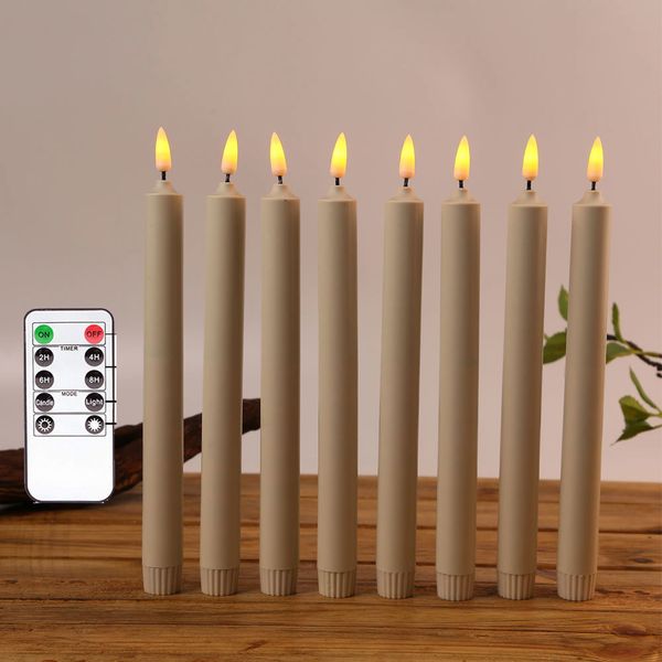 Velas 2 peças 255 cm casamento operado por bateria com controle remoto 10 polegadas cor bege branco quente piscando temporizador LED cônico 230808