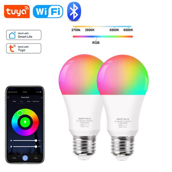 Other Home Garden Tuya WifiBluetooth Smart Bulb Alexa Led Lamp E27 RGB Light Bulbs 110V 220V Lamps For Google Assisatnt Life 230807