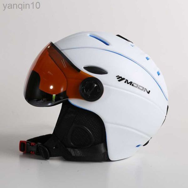 Capacete de esqui ajustável Capacete de esqui com óculos de proteção rígido para esportes ao ar livre Protetor de equipamento de proteção para homens e mulheres HKD230808