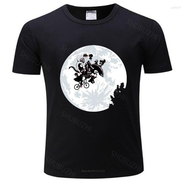 T-shirts masculinas T-shirt Men O-neck Neu Rare Et E.T. Camiseta Bmx Moon Aliens Mashup Sci-Fi Geek dos anos 80 Cos para presente de verão