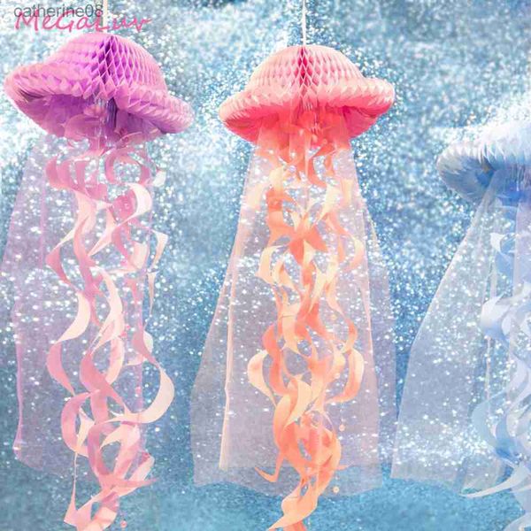 Русалочная вечеринка украшения висят соты медузы пастель пастель русайк, поставки день рождения