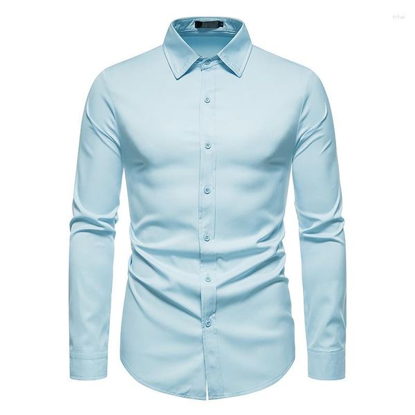 Мужские повседневные рубашки 6 цветов мужская рубашка с длинными рукавами сплошной однобортный бизнес белый camisa masculina social