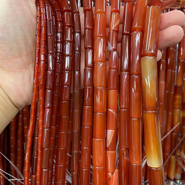 Pietre preziose sciolte Colonna del tubo di perline di pietra di agata corniola rossa naturale fai-da-te per gioielli che fanno il regalo della collana del braccialetto delle donne