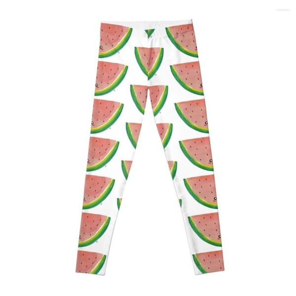 Aktive Hose WaterColorMelon – eine niedliche, fröhliche Wassermelonenscheiben-Illustration, frische Sommerspaß-Leggings