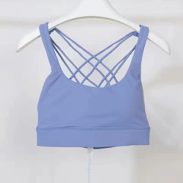 Completo da yoga Reggiseno sportivo elastico da donna Traspirante e ad asciugatura rapida Top a prova di bella canottiera posteriore Esercizio da palestra Corsa