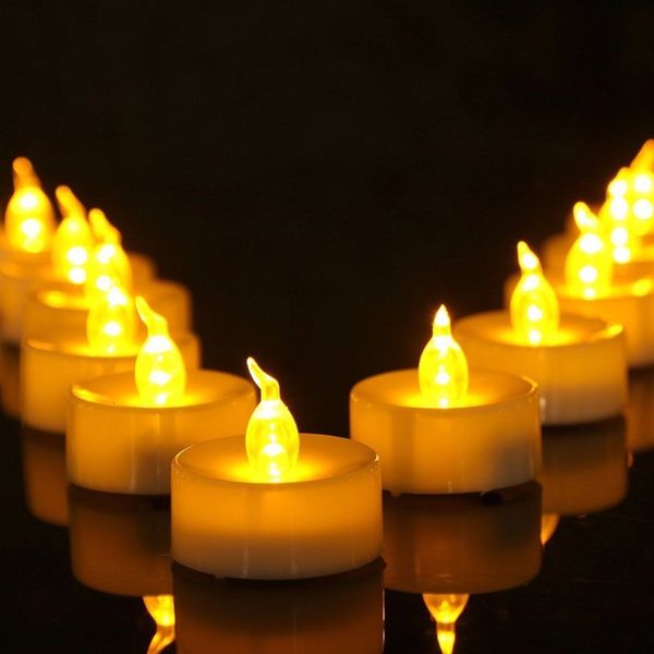 Свеча из 12 мерцающих мини -ярких рождественских свечей маленькая батарея Хэллоуин Желтая теплое белое белое 230808