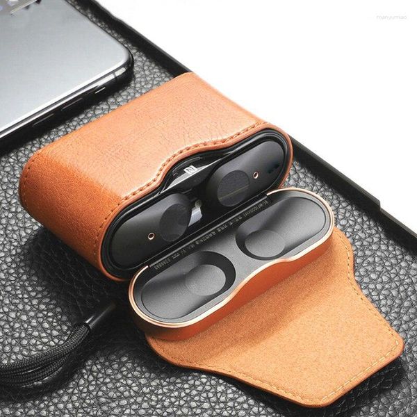 Bolsas de almacenamiento Estuche de cuero para auriculares WF-1000XM3 Protector de cubierta de PU Protección de cuerpo completo