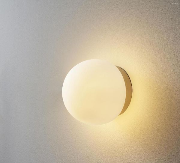 Lâmpada de parede moderna simples branca cogumelo cabeça g9 led vidro sala de estar quarto varanda banheiro espelho farol com lâmpada