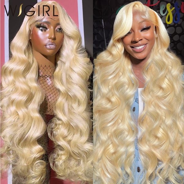 Perucas Sintéticas Wigirl Brazilian Honey Blond Color 613 Body Wave HD Transparente 13x6 Lace Front Human Hair Pré Depenado Frontal Wig 230807