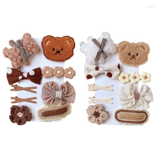 Orso stabilito della clip della ragazza degli accessori 9pcs/set dei capelli per il capretto sveglio del fiore dei Barrettes dell'arco