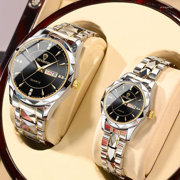 Armbanduhren-Sets von Armbanduhren für Sie und Ihn, wasserdichter Stahl, Quarz, Paarartikel, Liebhaber, Relogios Masculino