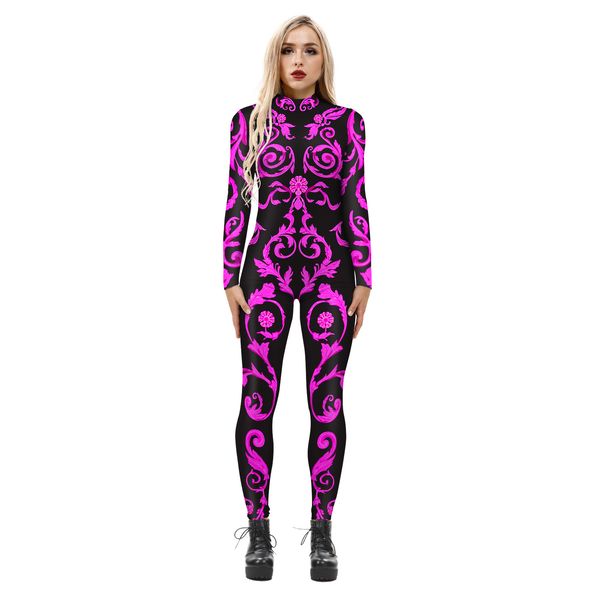 Macacões femininos Sexy Slim Macacão Cosplay Traje Festa de Halloween Impressão 3D Catsuit Bodysuit Roupas extravagantes