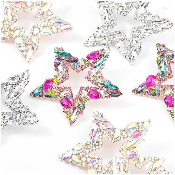 Brincos Lubov Star Metal Colorf Crystal Drop Alta Qualidade Moda Strass Jóias Acessórios Para Mulheres Atacado D Dhgarden Dhdil