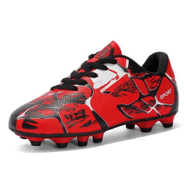 Scarpe da calcio per bambini AG Scarpe da calcio professionali per bambini Scarpe da allenamento per unghie lunghe per ragazze da ragazzo verde rosso blu