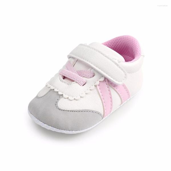 First Walkers Patch-Stil PU-Leder Babyschuhe Krippe Mädchen Jungen Turnschuhe Kleinkind Mokassins 0-18 Monate