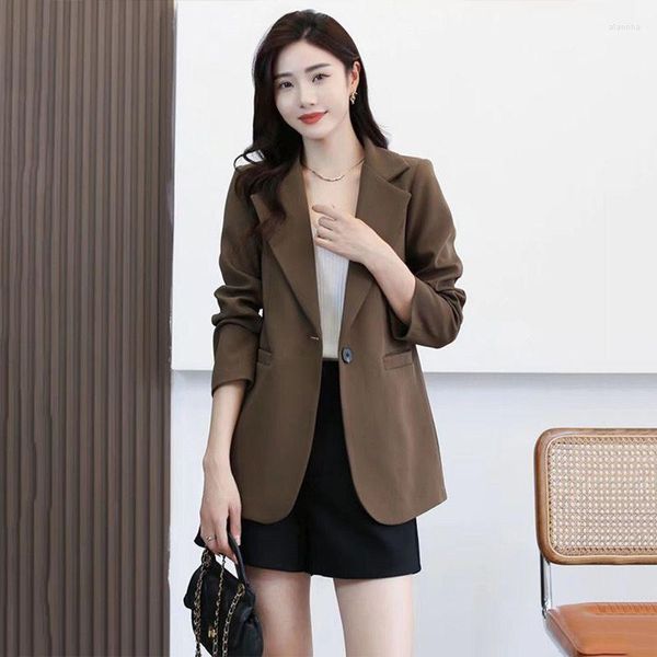 Damenanzüge Lucyever Koreanische OL Büro Schwarz Blazer Damen Elegante Temperament One Button Anzug Jacken Frauen Casual Langarm Kerb