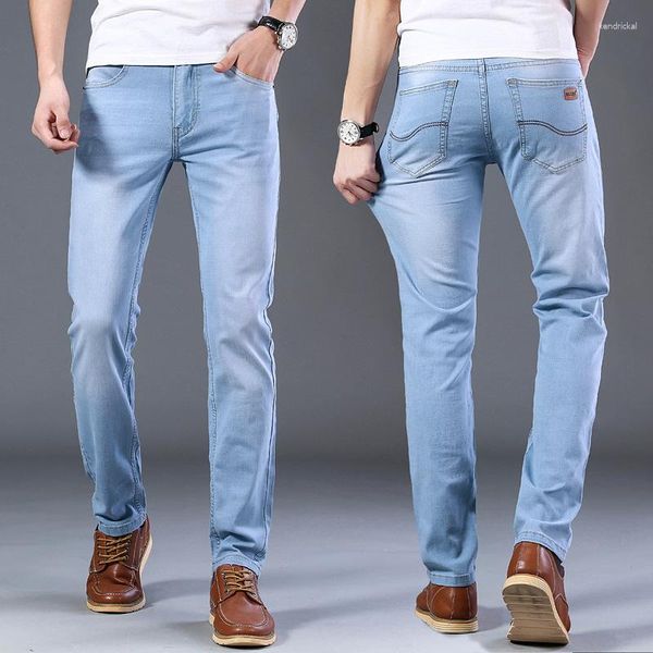 Мужские джинсы Топ классический стиль мужчины весна лето деловая делу повседневная голуба
