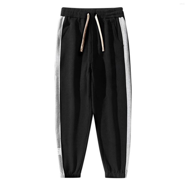 Calça Masculina Casual Masculina Verão All-match Moda Preto High Street Hip Hop Ulzzang College Adolescentes Europeu Elegante Bonito Cordão