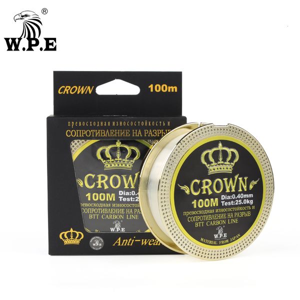 Linha de trança W.P.E Marca CROWN 100m 0,20mm-0,60mm Revestimento de fluorocarbono 10KG-41KG Linha de pesca Fibra de Carbono Equipamento de pesca de carpa 230807