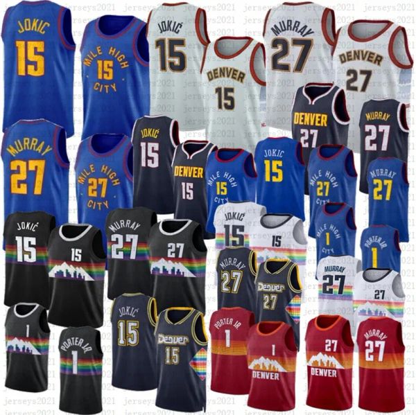 Denver''Nuggets''Nikola 15 Jokic Jamal Murray Jersey de basquete Michael Porter Jr. City Azul Branco Preto personalizado homens mulheres jovens crianças sem mangas